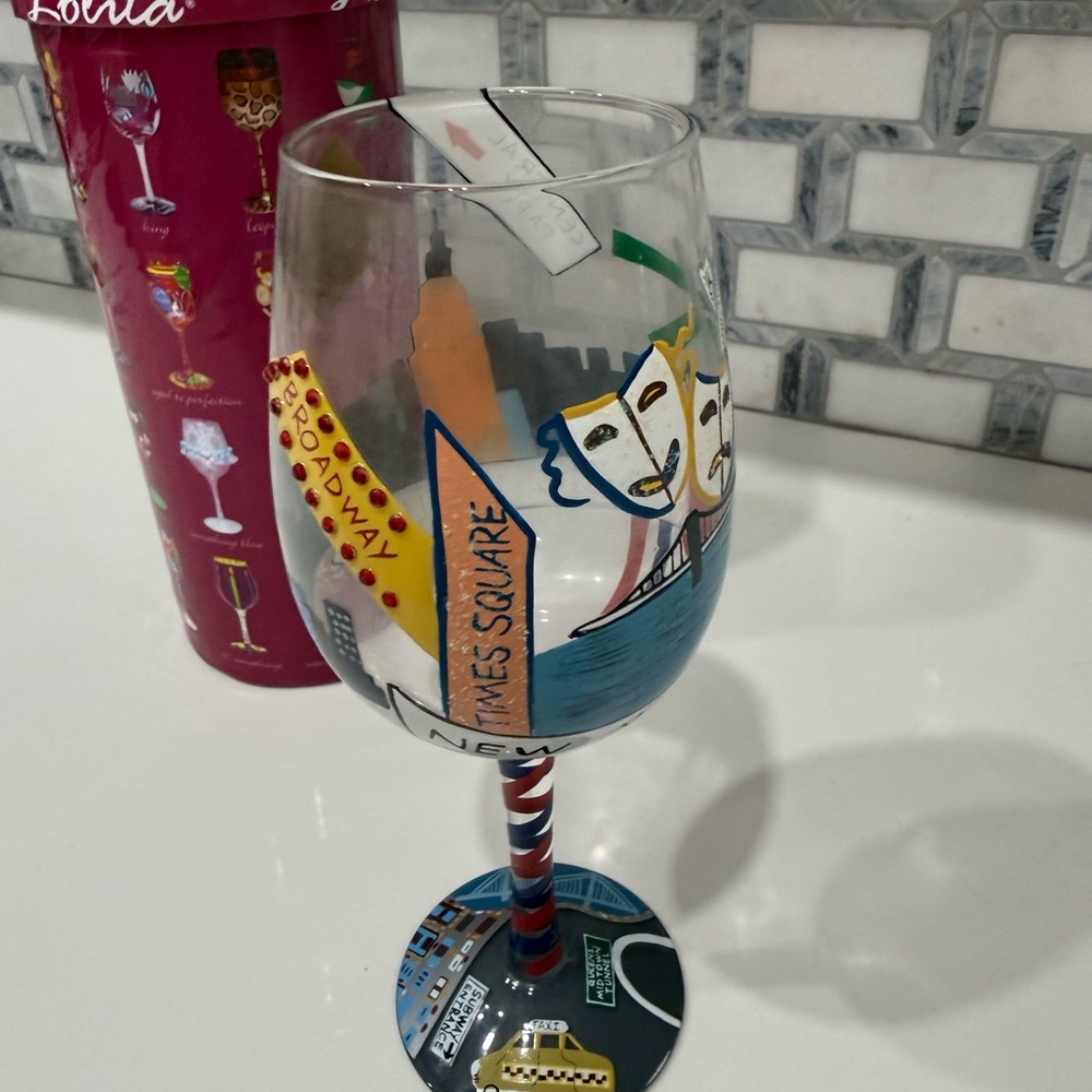 Lolita Times Square Art Glass with Multicolor Design